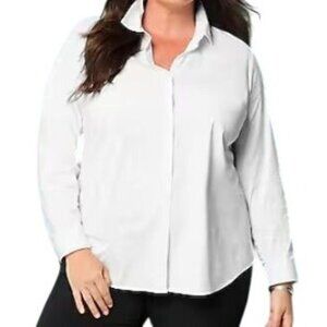 J. Jill Classic White Button Shirt XL Essential Layering Workwear Minimal Style